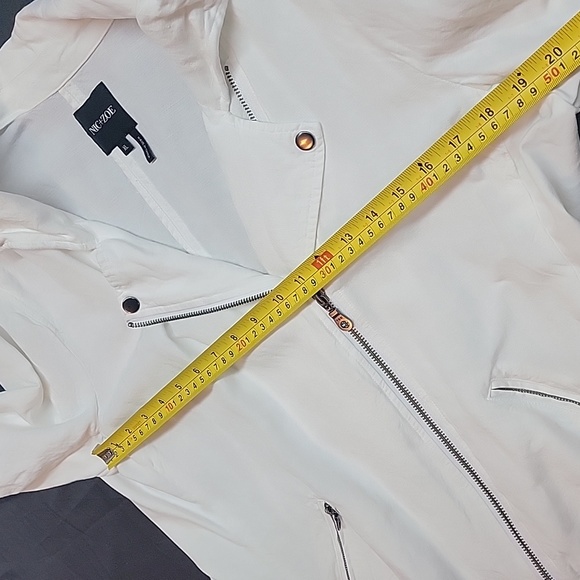 Nic + Zoe Fall Linen Rayon Bomber Motorcycle White Jacket Outerwear Size XL - Picture 8 of 12